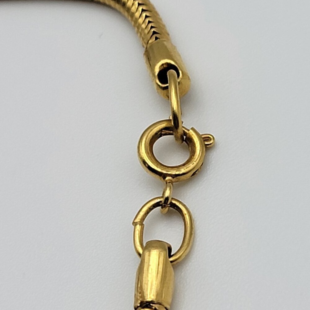 Vtg. Gold Plated CZ Heart Pendant Necklace 18 In Spring Ring Clasp Snake Chain - Picture 10 of 10